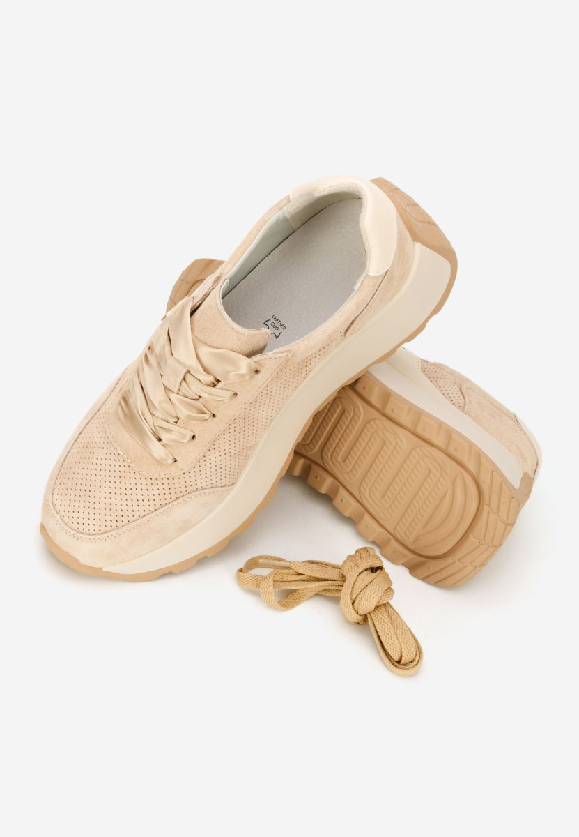 Beżowe sneakersy na platformie Densia