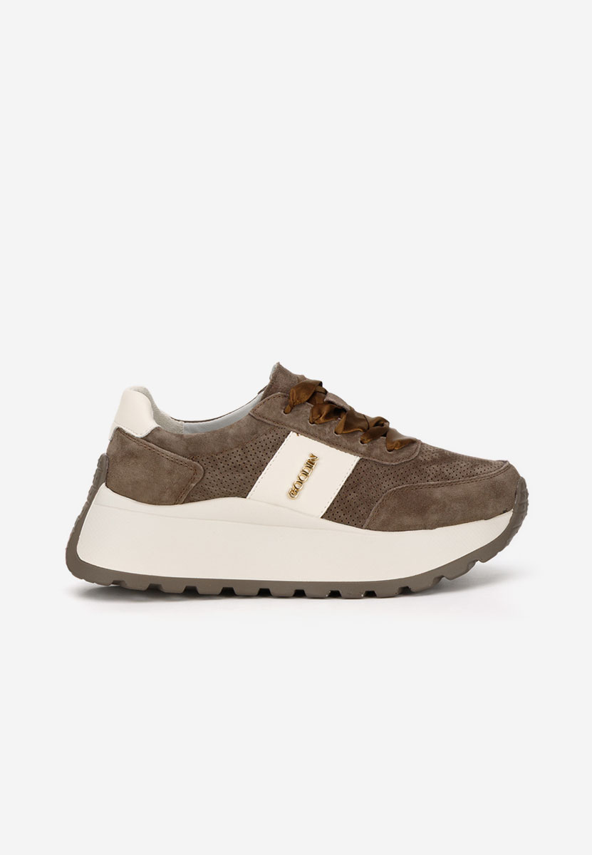 Brązowe sneakersy na platformie Densia