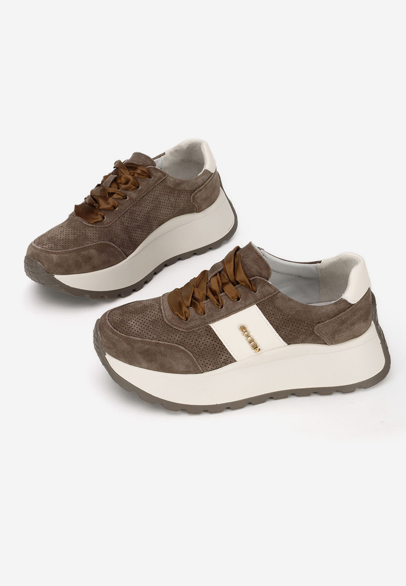 Brązowe sneakersy na platformie Densia