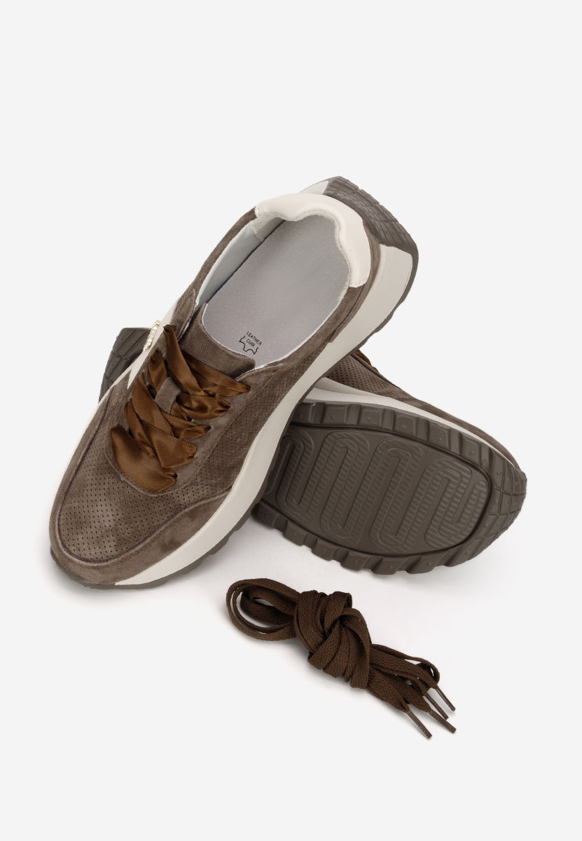 Brązowe sneakersy na platformie Densia