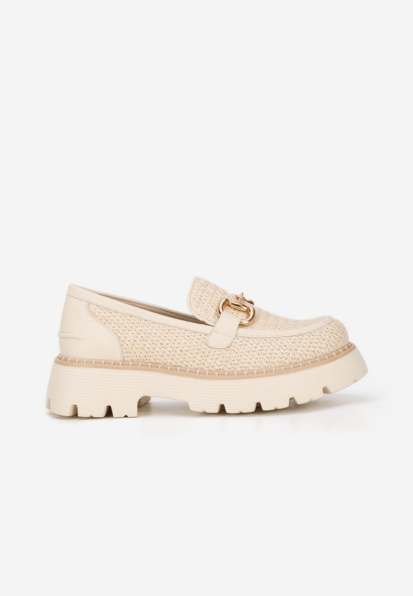 Beżowe mokasyny damskie skórzane Yolandia