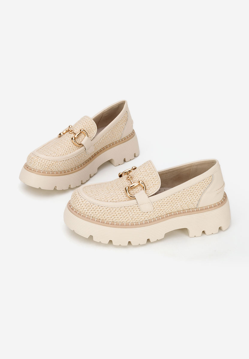 Beżowe mokasyny damskie skórzane Yolandia