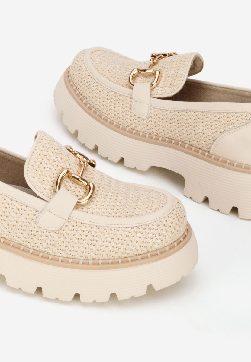 Beżowe mokasyny damskie skórzane Yolandia