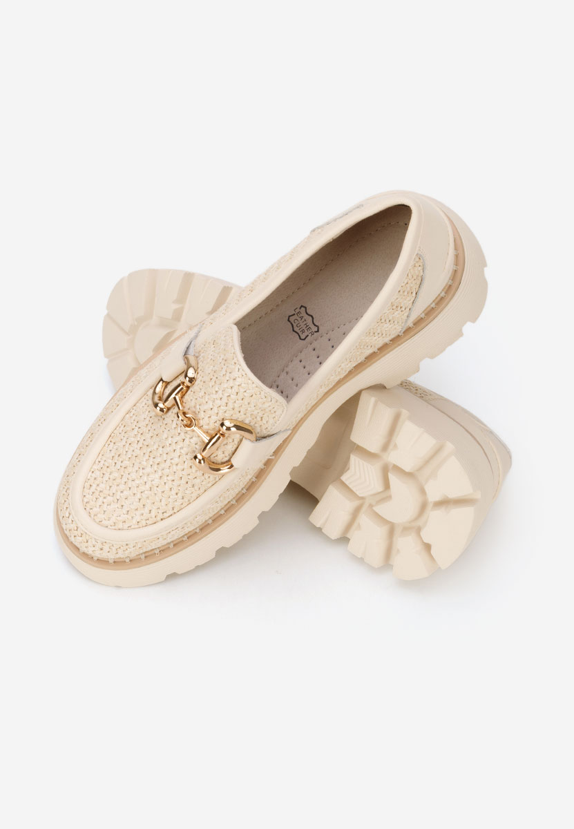 Beżowe mokasyny damskie skórzane Yolandia