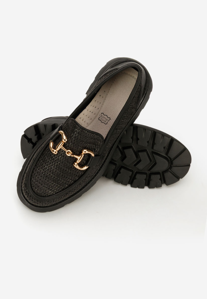Czarne mokasyny damskie skórzane Yolandia