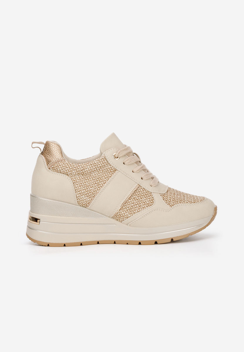 Beżowe sneakersy na koturnie Izadora