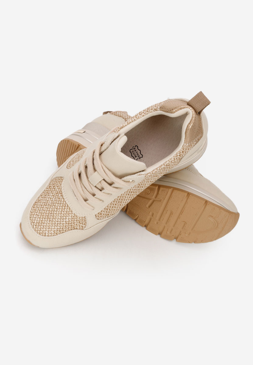 Beżowe sneakersy na koturnie Izadora