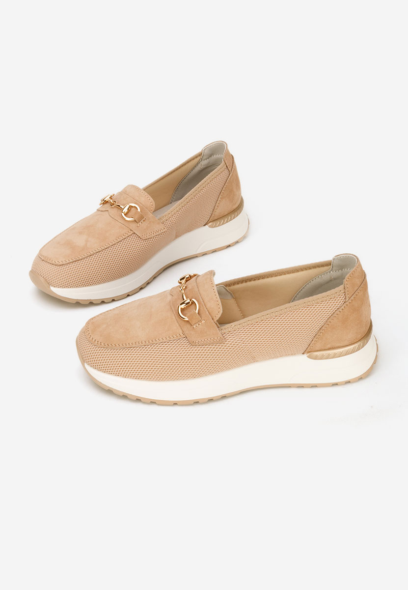 Beżowe mokasyny damskie skórzane Hermony