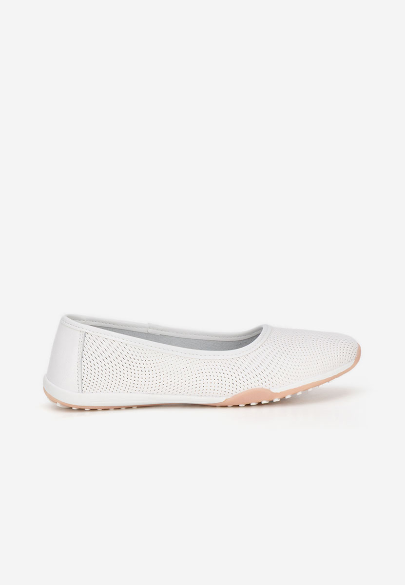 Białe baleriny damskie skórzane Sindia
