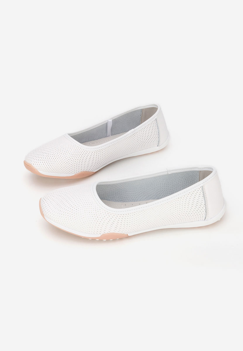 Białe baleriny damskie skórzane Sindia