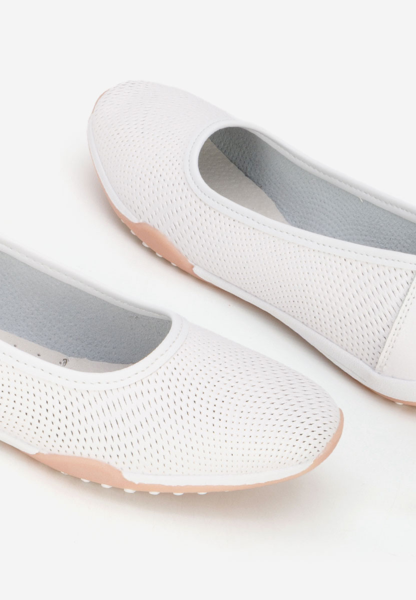 Białe baleriny damskie skórzane Sindia