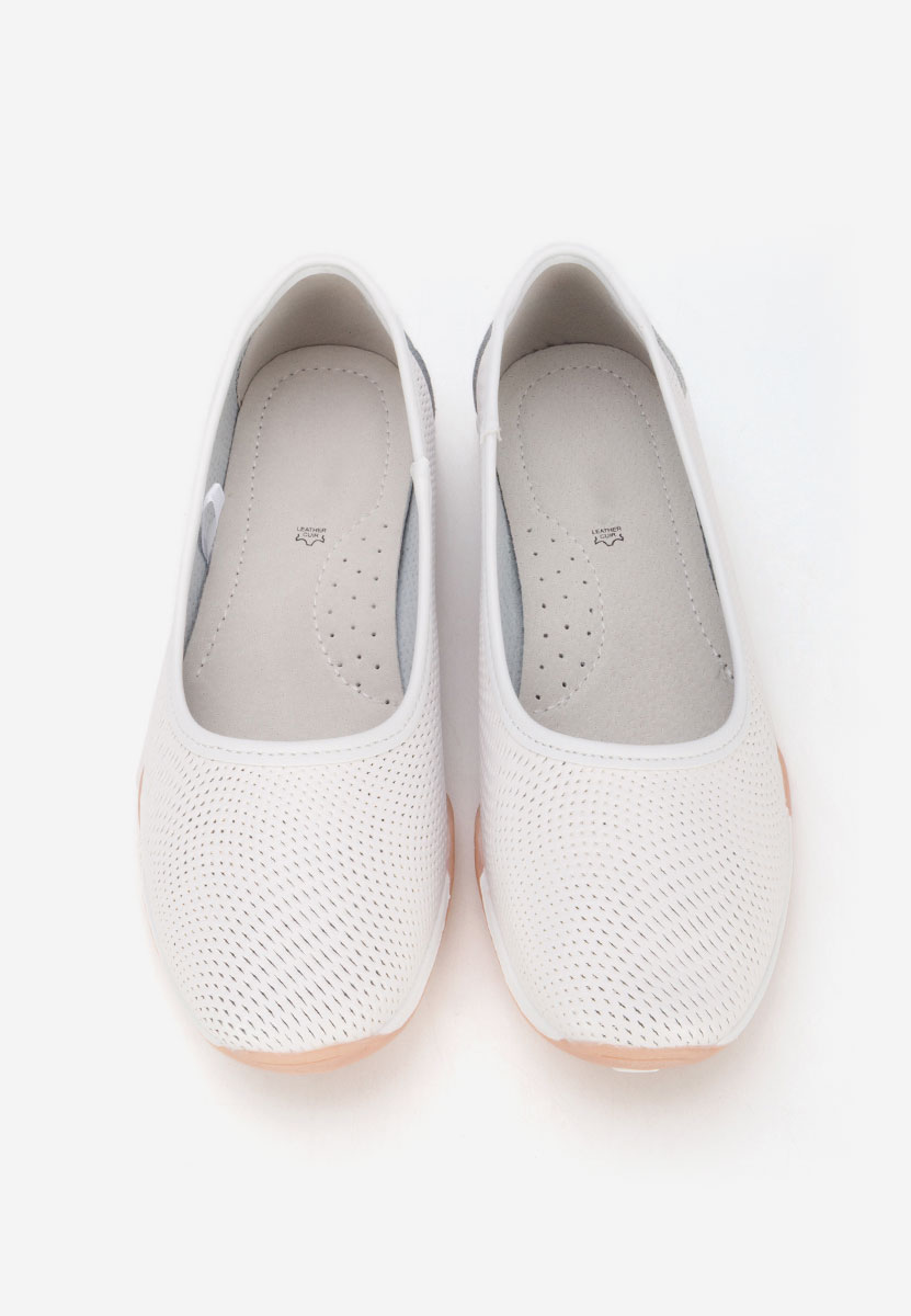 Białe baleriny damskie skórzane Sindia