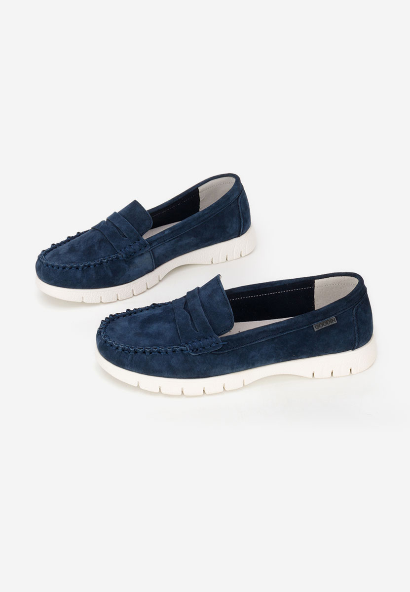 Granatowe mokasyny damskie skórzane Dariania