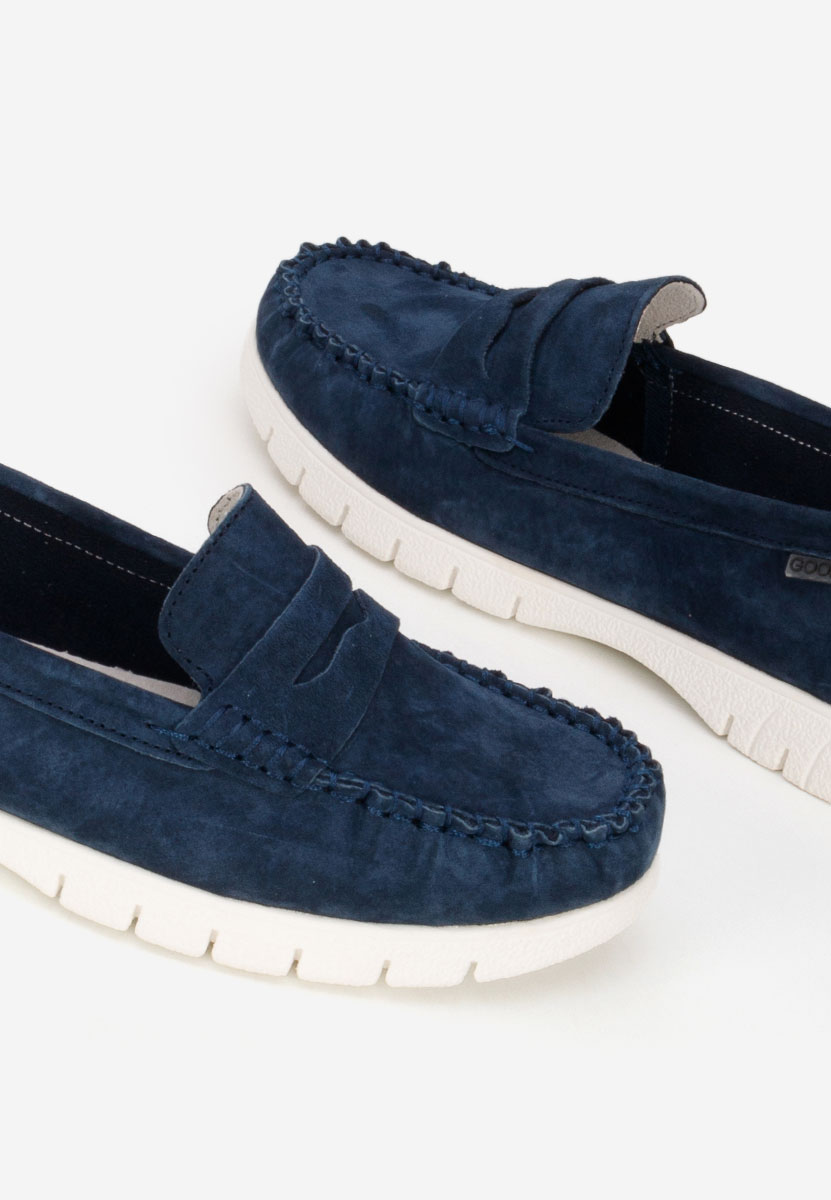 Granatowe mokasyny damskie skórzane Dariania