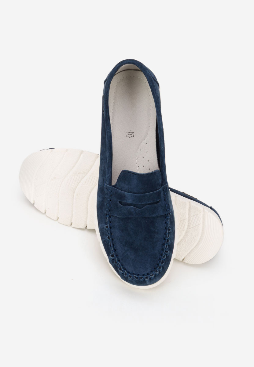 Granatowe mokasyny damskie skórzane Dariania