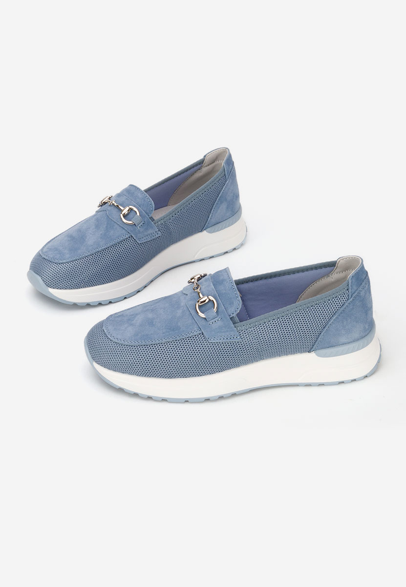 Niebieskie mokasyny damskie skórzane Hermony