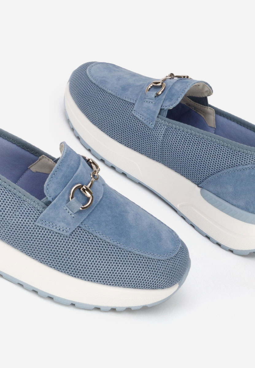 Niebieskie mokasyny damskie skórzane Hermony