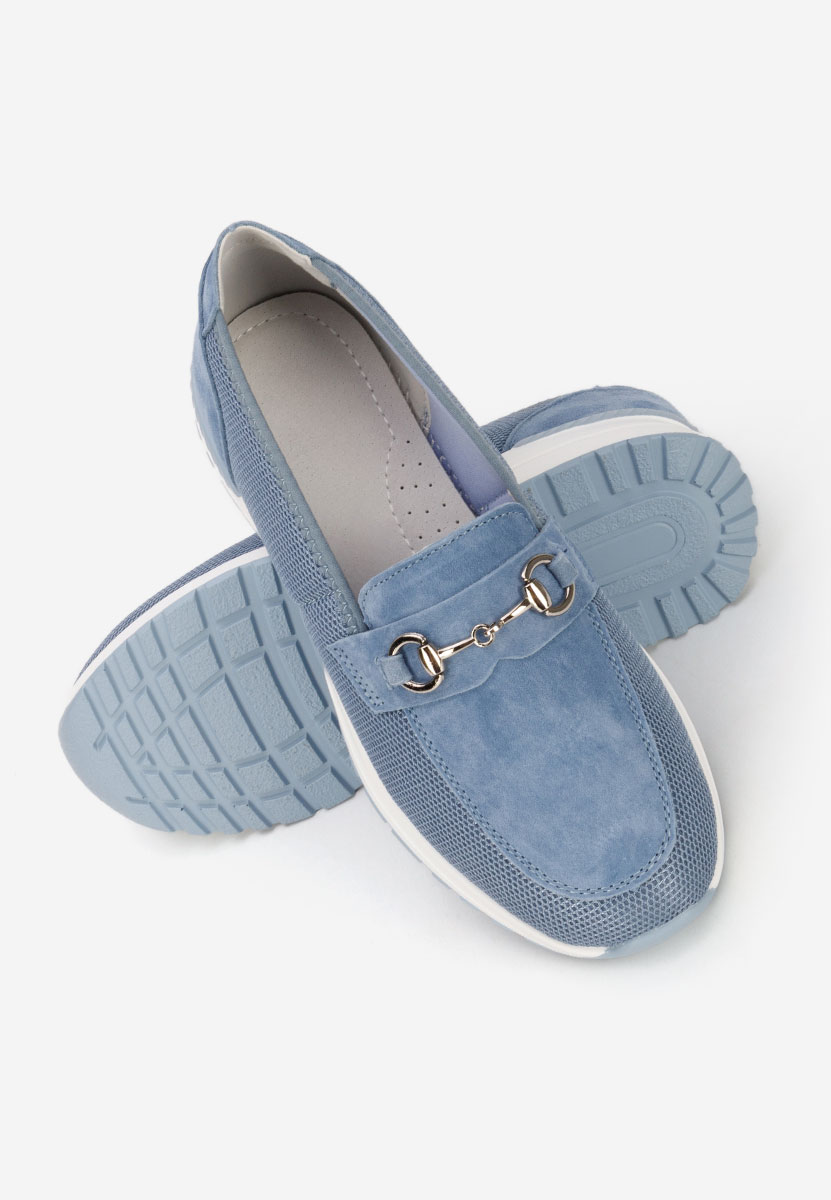Niebieskie mokasyny damskie skórzane Hermony