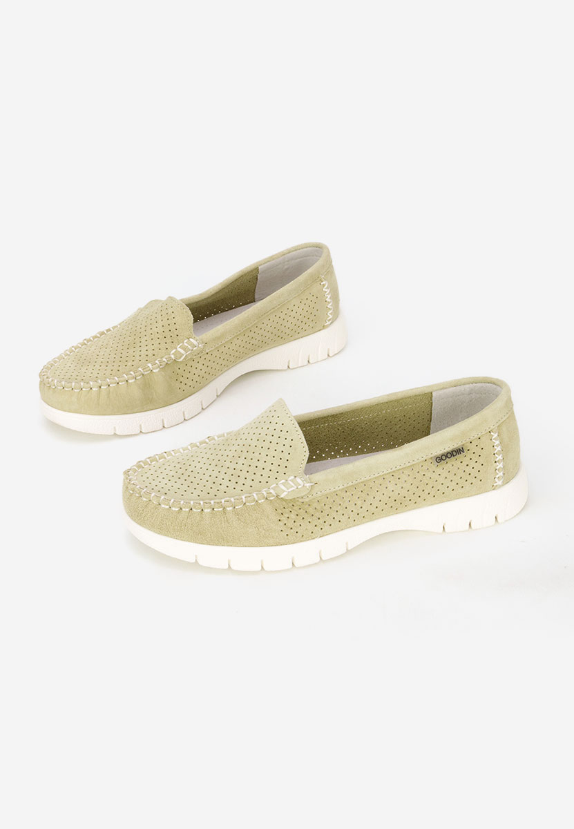 Zielone mokasyny damskie skórzane Irsaia