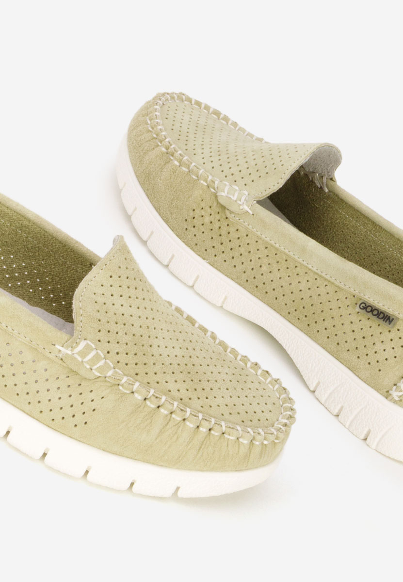 Zielone mokasyny damskie skórzane Irsaia