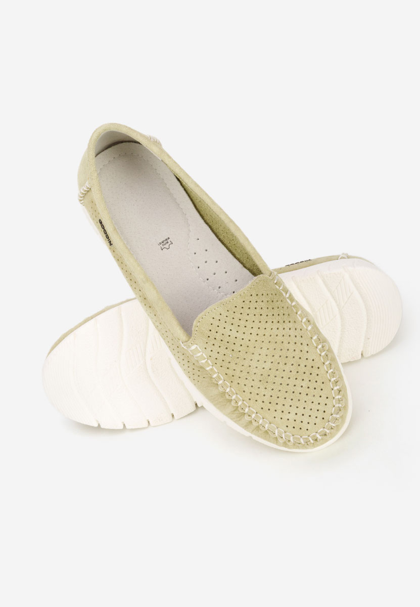 Zielone mokasyny damskie skórzane Irsaia