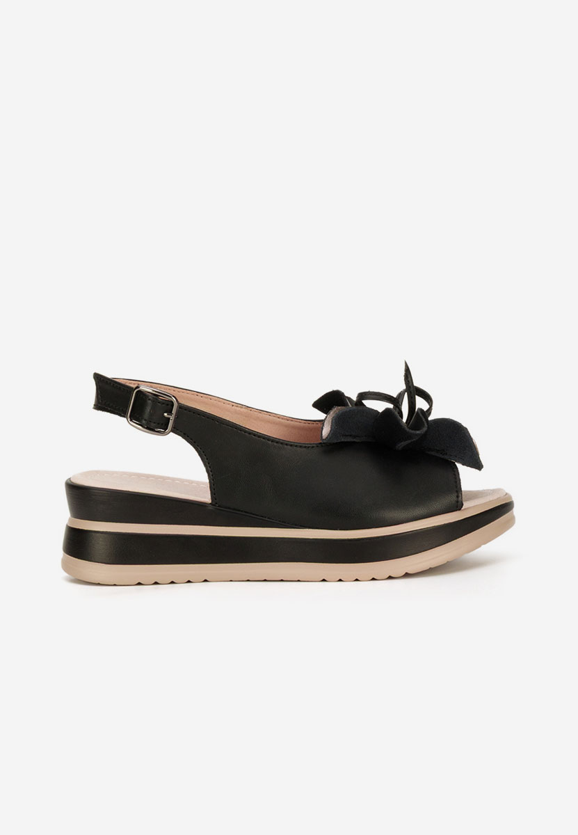 Czarne sandały na platformie skórzane Rafaelia
