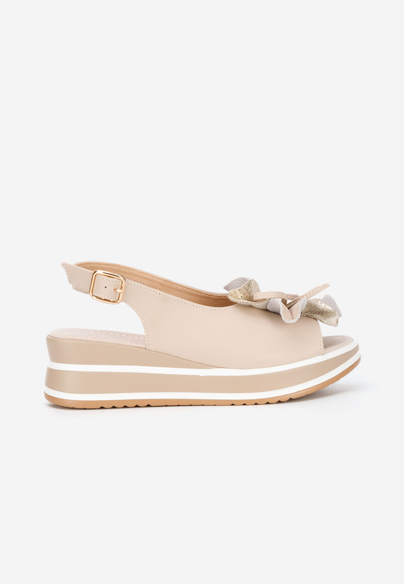Beżowe sandały na platformie skórzane Rafaelia