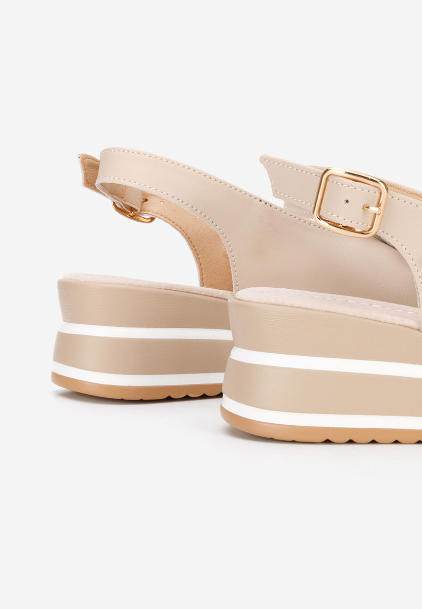Beżowe sandały na platformie skórzane Rafaelia