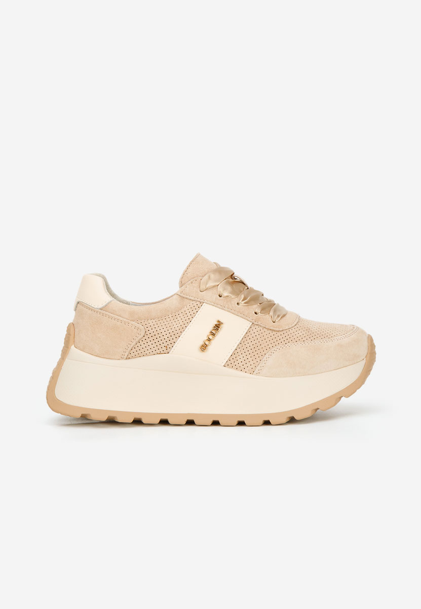 Beżowe sneakersy na platformie Densia