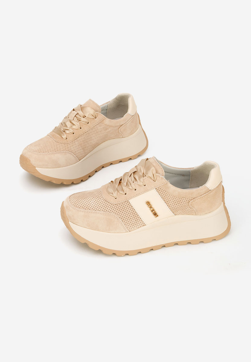 Beżowe sneakersy na platformie Densia