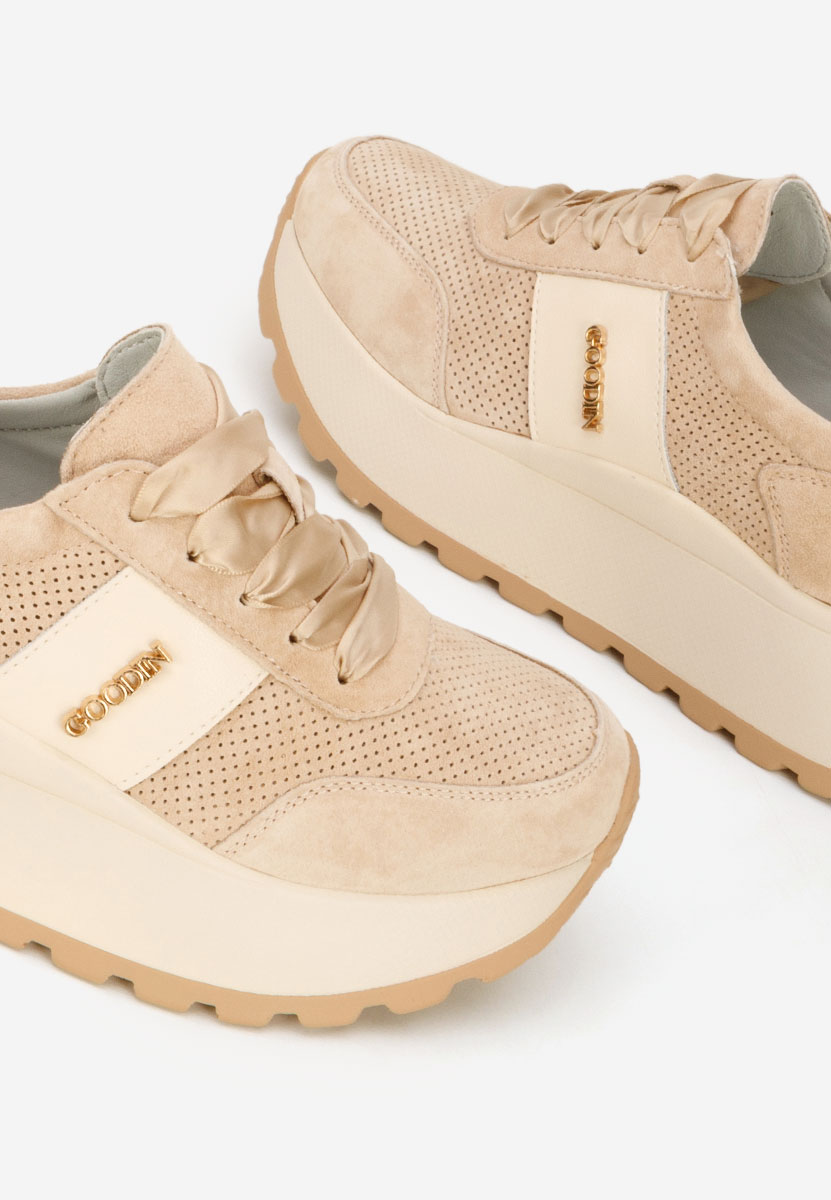Beżowe sneakersy na platformie Densia