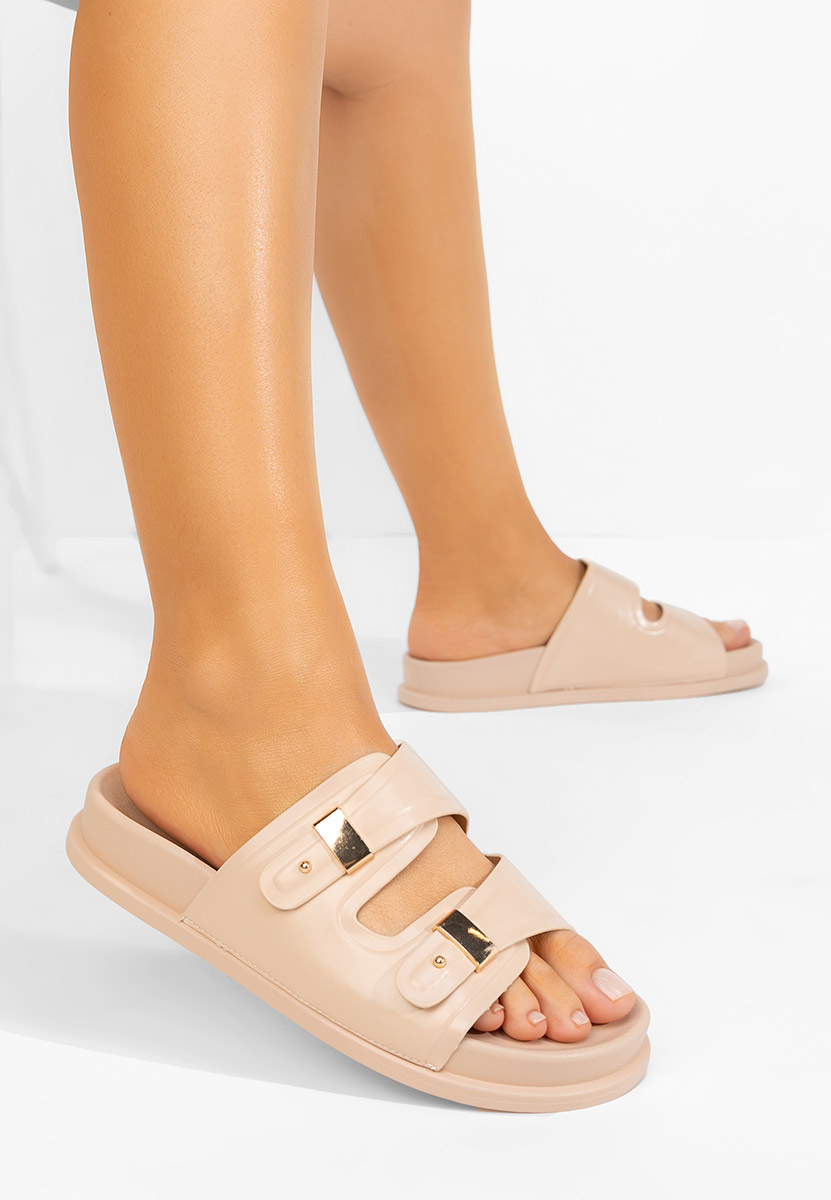 Beżowe klapki na platformie Carmenta