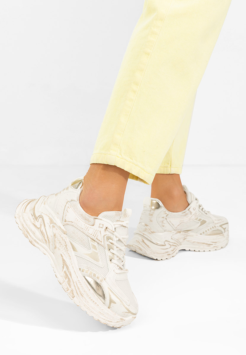 Beżowe sneakersy na koturnie Kellee