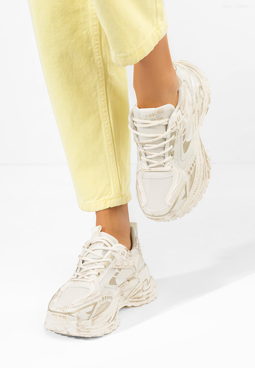 Beżowe sneakersy na koturnie Kellee