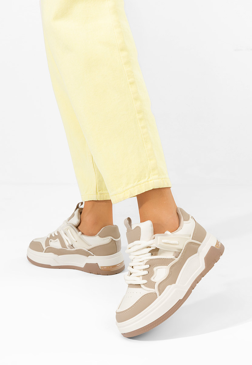 Khaki sneakersy na platformie Cinzela