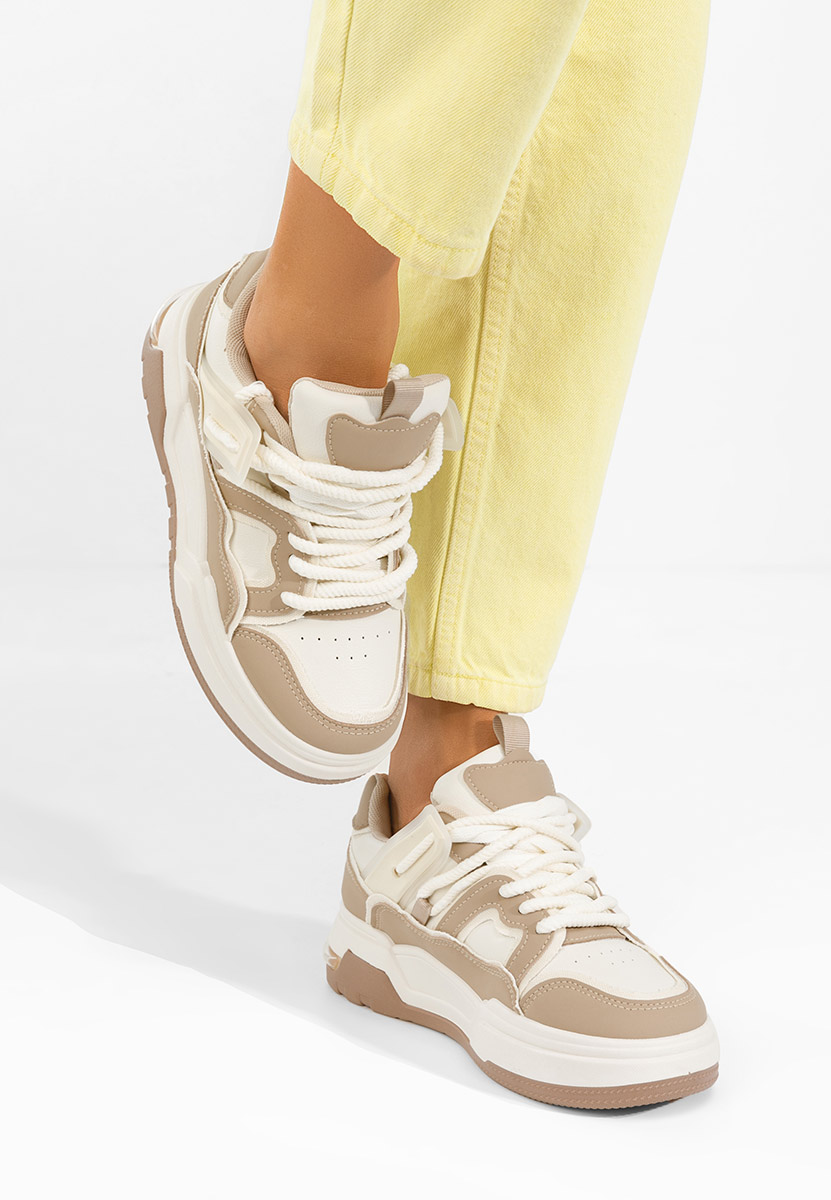 Khaki sneakersy na platformie Cinzela