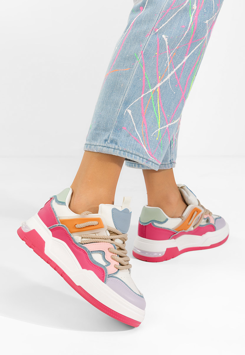 Fuksjowe sneakersy na platformie Cinzela