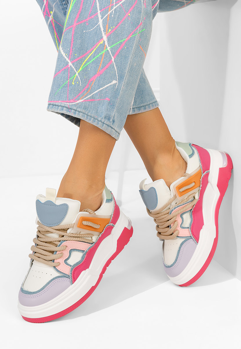 Fuksjowe sneakersy na platformie Cinzela