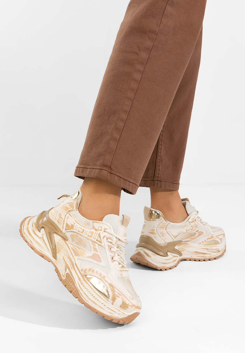 Khaki sneakersy na koturnie Kellee