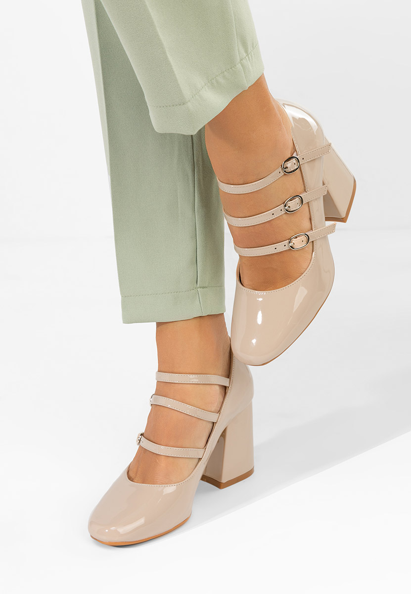 Beżowe czółenka na słupku Genina