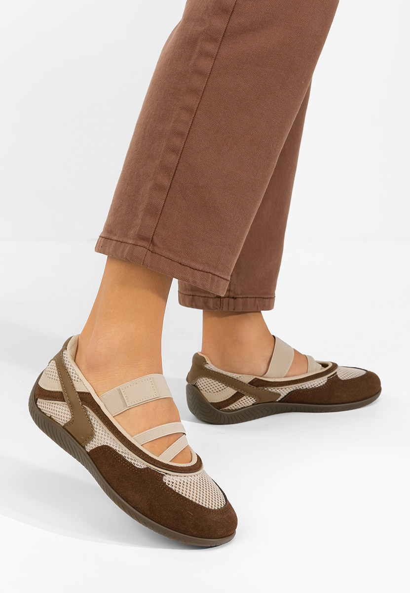 Brązowe baleriny sportowe Denilia