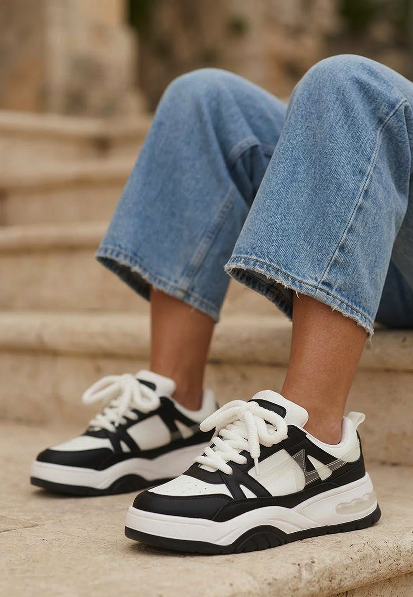 Czarne sneakersy na platformie Taniela