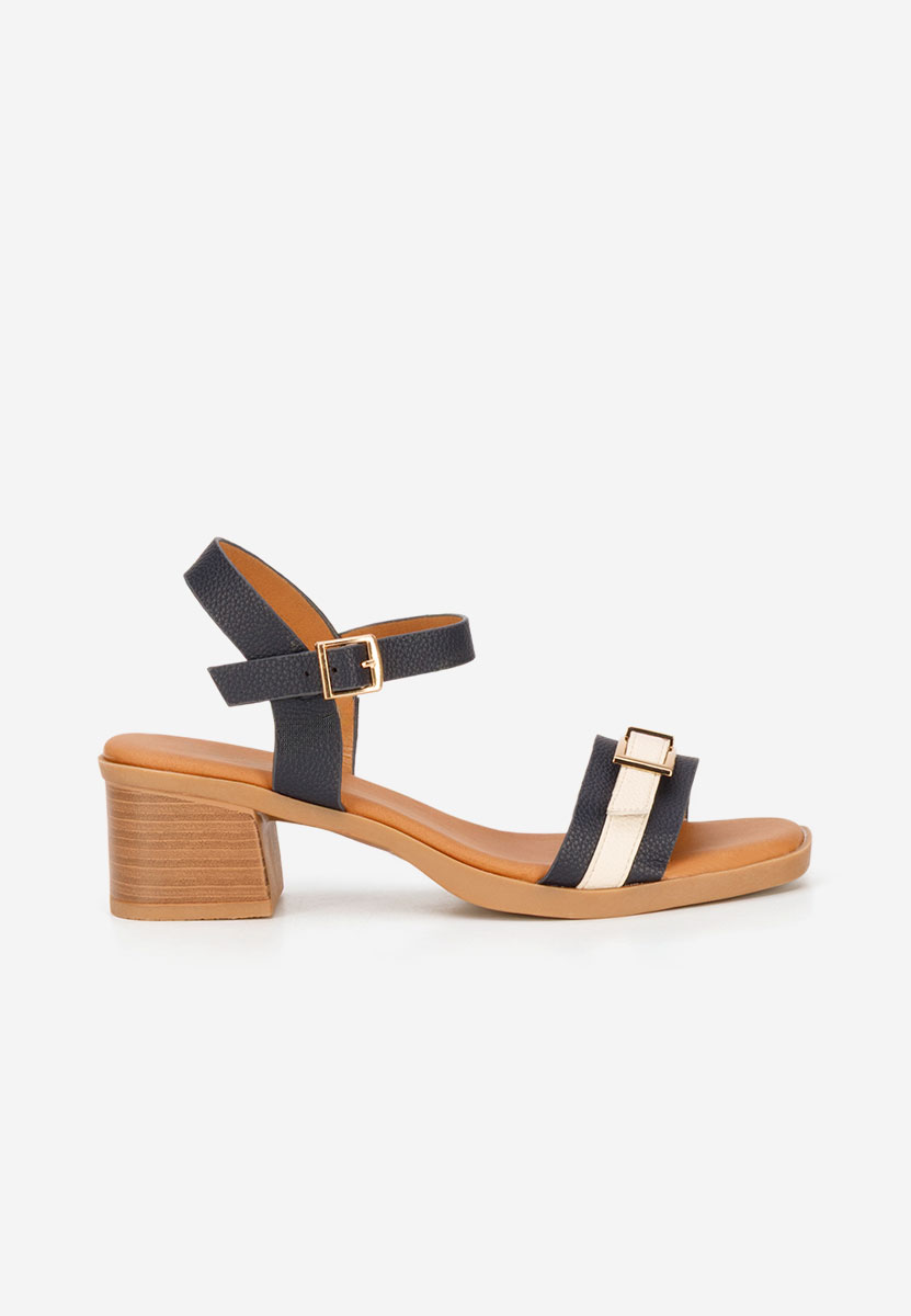 Granatowe sandały na słupku Iustinia