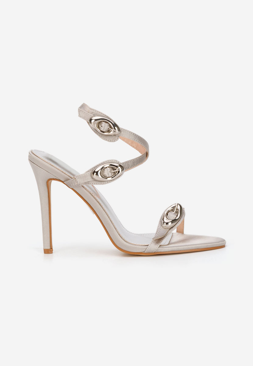 Szare sandały na szpilce Romella