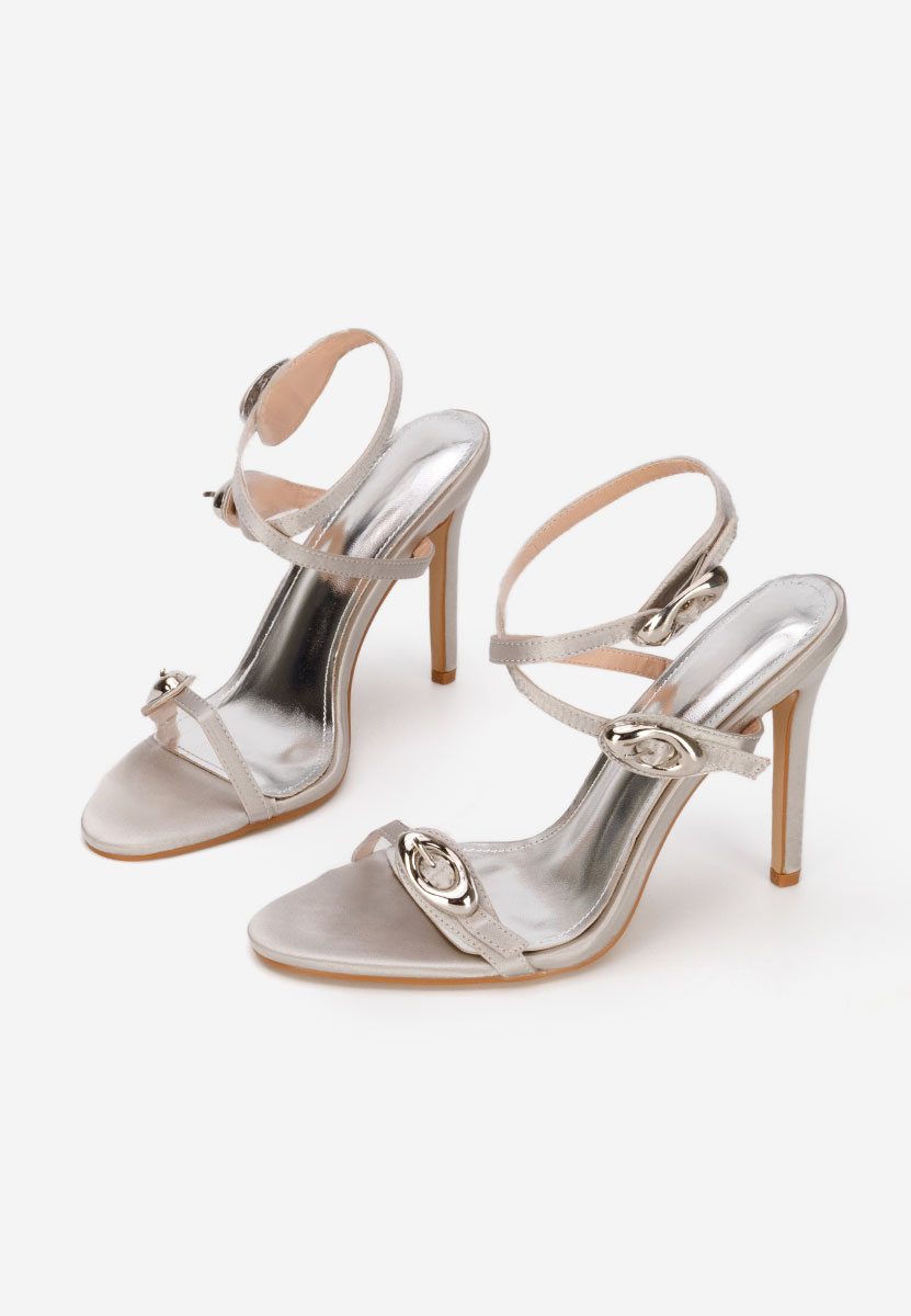 Szare sandały na szpilce Romella