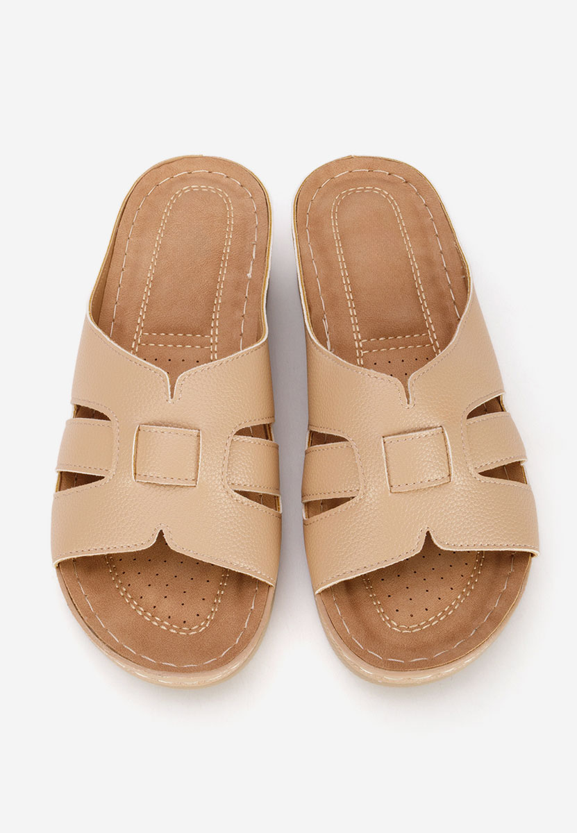 Beżowe klapki na koturnie Marhta