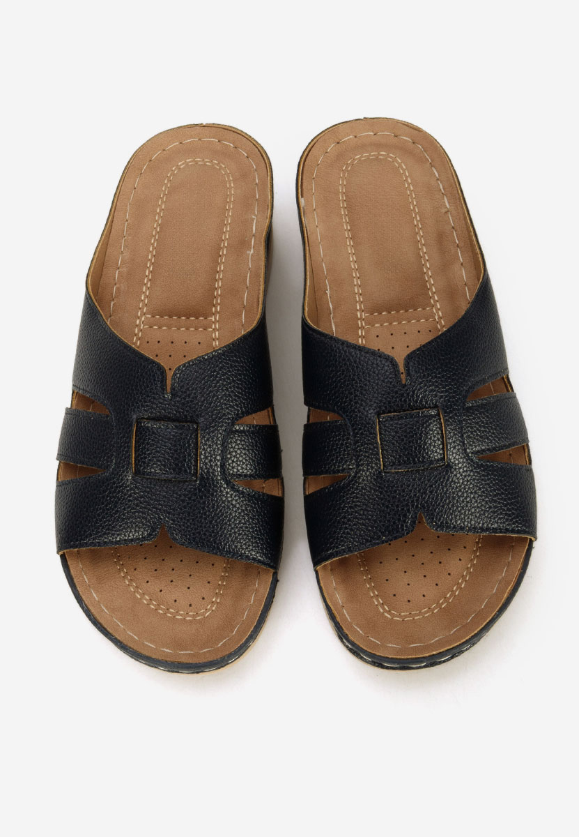 Granatowe klapki na koturnie Marhta