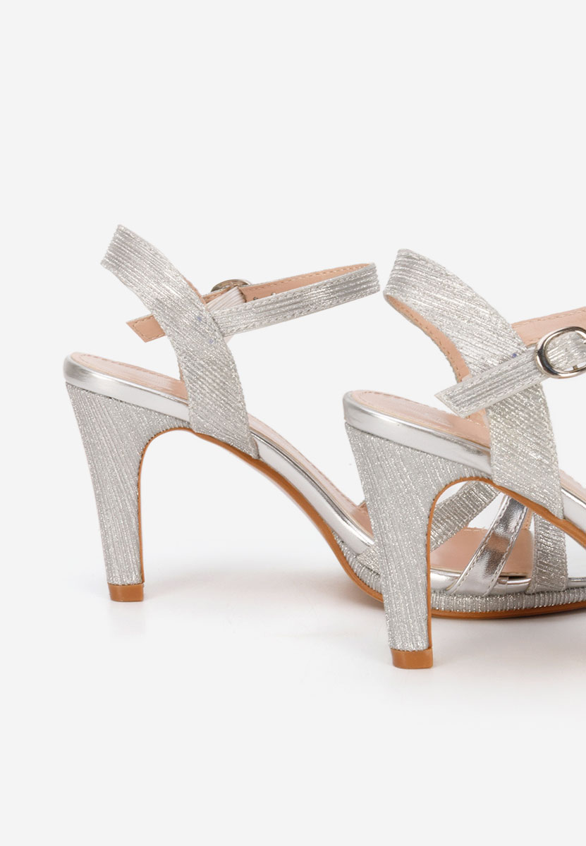 Srebrne eleganckie sandały Raniya