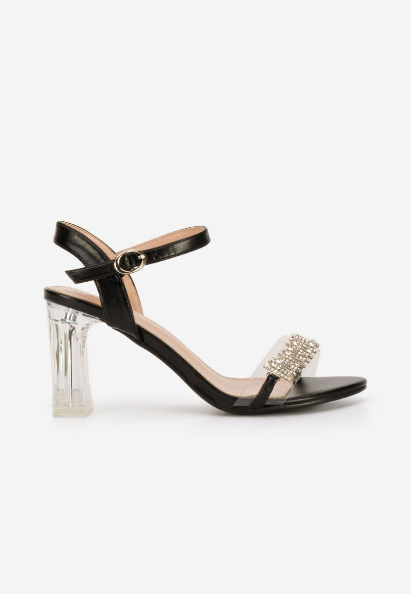 Czarne sandały na słupku Kalistia