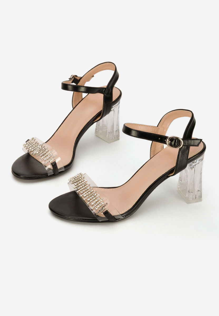 Czarne sandały na słupku Kalistia